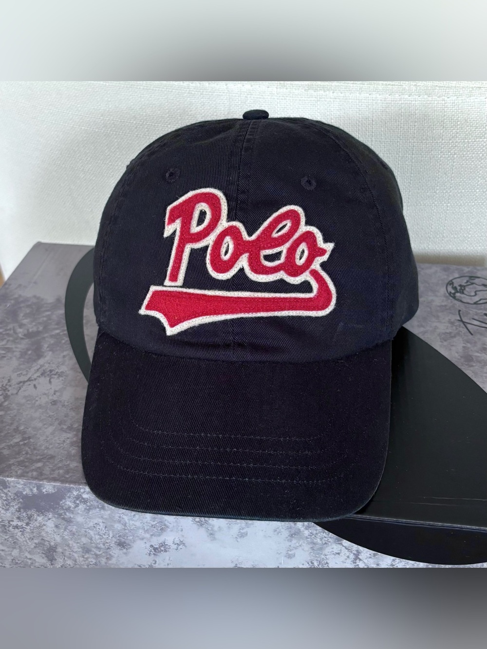 Polo Ralph Lauren Embroidered Script Hat Navy Red POLO Cap OSFA